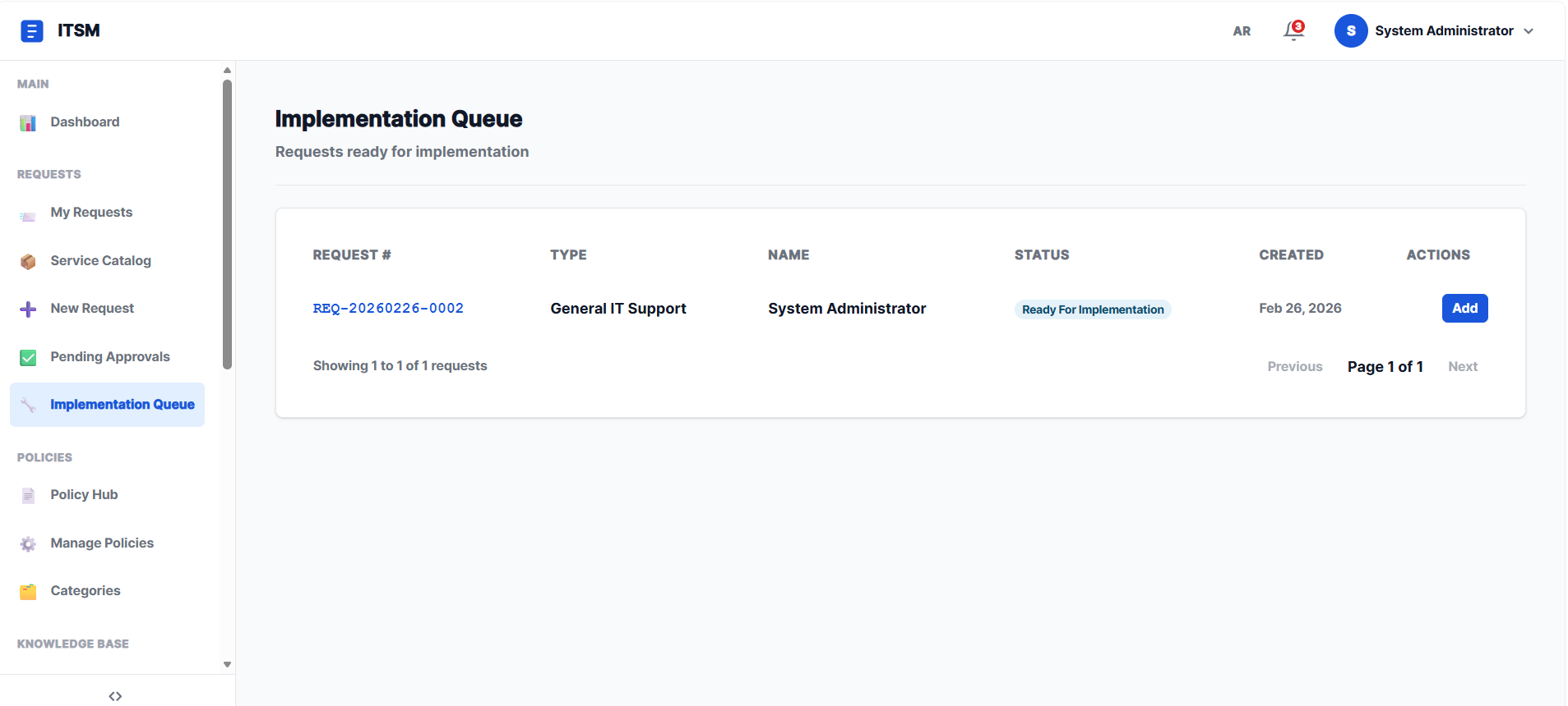 ITSM Implementation Queue - Track and manage implementation tasks